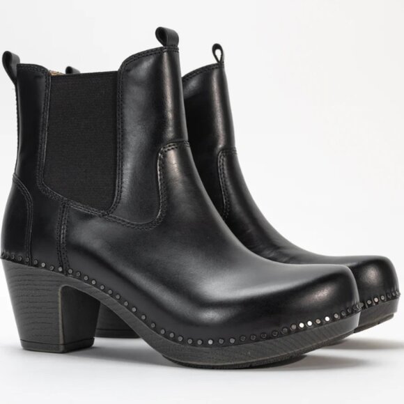 NEW Dansko Shayna Heeled Chelsea Boots - Leather in black For Women 825 7t3 - Picture 5 of 9